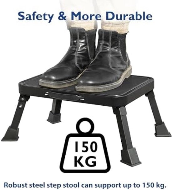 Opvouwbare opstapkruk con capacità di 150 kg, piede antislip e singolo, adatto per adulti e bambini.