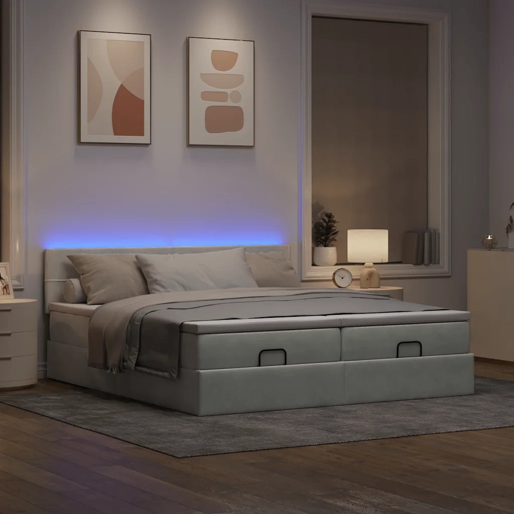 Struttura Letto Pouf con Materassi 200x200 cm Velluto 3312929
