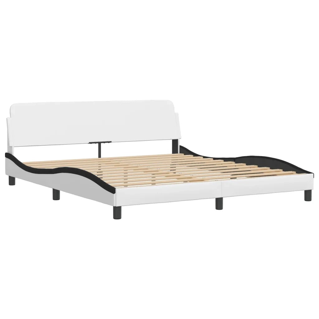 Letto con Materasso Hvar Bianco e Nero 180x200cm Similpelle 3208744