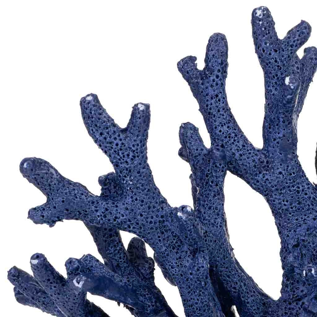 Statuina decorativa in resina blu a forma di corallo, 18,5x7x12 cm