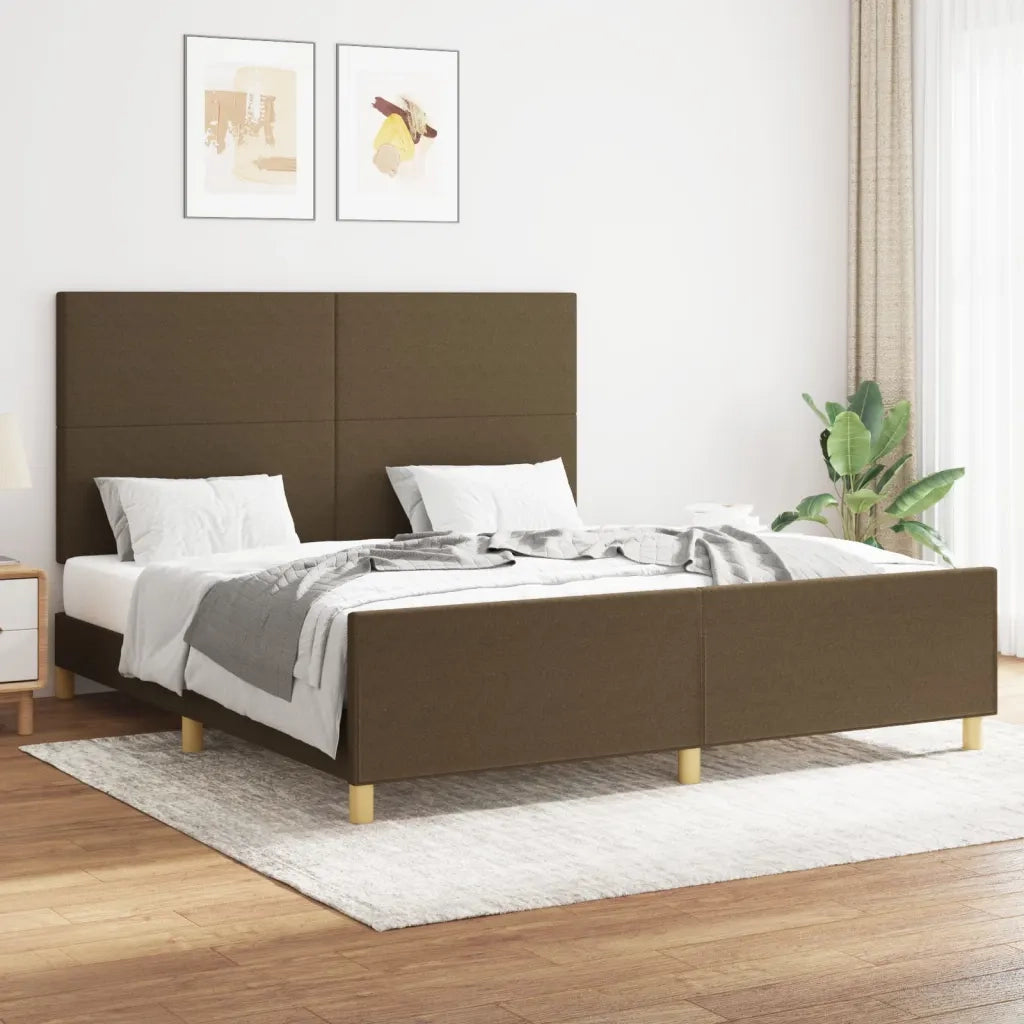 Giroletto senza Materasso Marrone Scuro 160x200 cm Tessuto