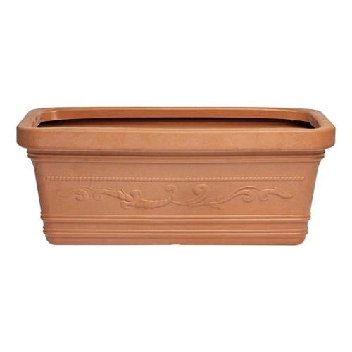 Vaso Rettangolare Resina Festonato Maxi misura 100x45x41H cm color Terracotta