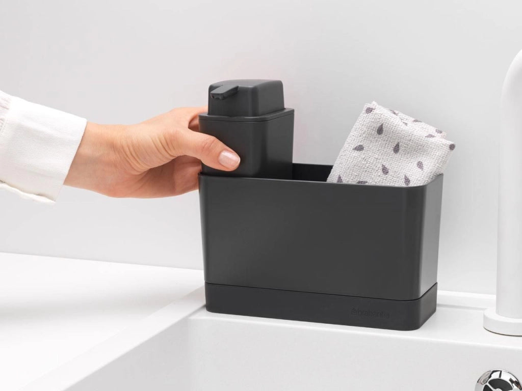 Brabantia 302602 Set organizer per lavello con dispenser sapone 200 ml Grigio scuro