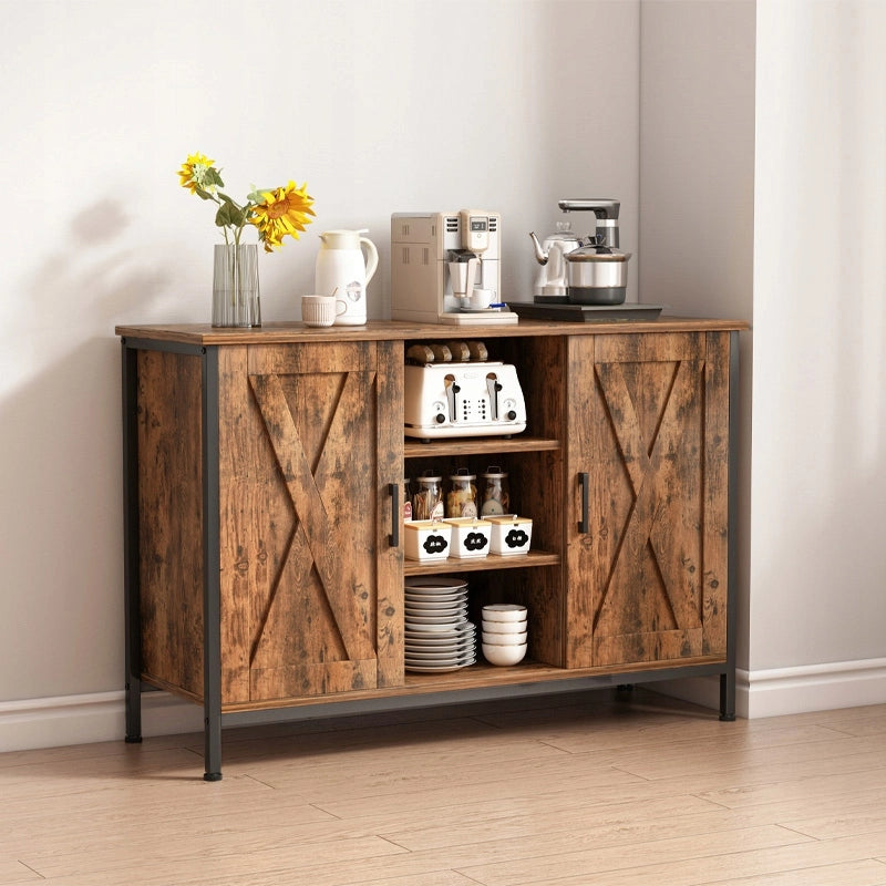 Credenza, cassettiera, mobile laterale con ripiani aperti, vintage, cucina, soggiorno, loft