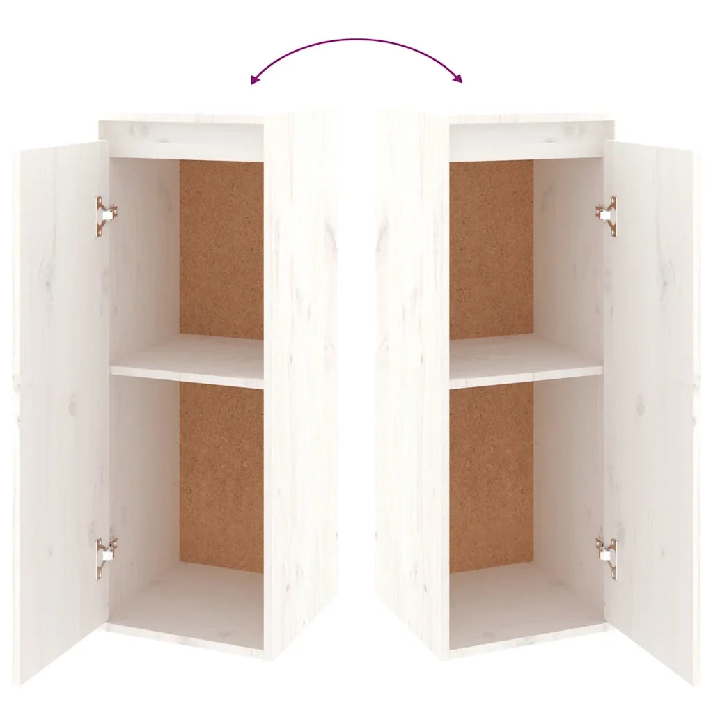 Set di 4 mobili TV moderni e pratici a parete con vani portaoggetti e libreria 80 x 30 x 35 cm in legno massello bianco 02_0055200