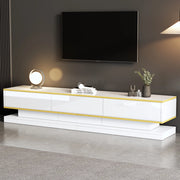 Mobile TV Basso ¨C MINIMAL ¨C Bianco Lucido con Bordo Oro, 3 Cassetti, 200x40x40