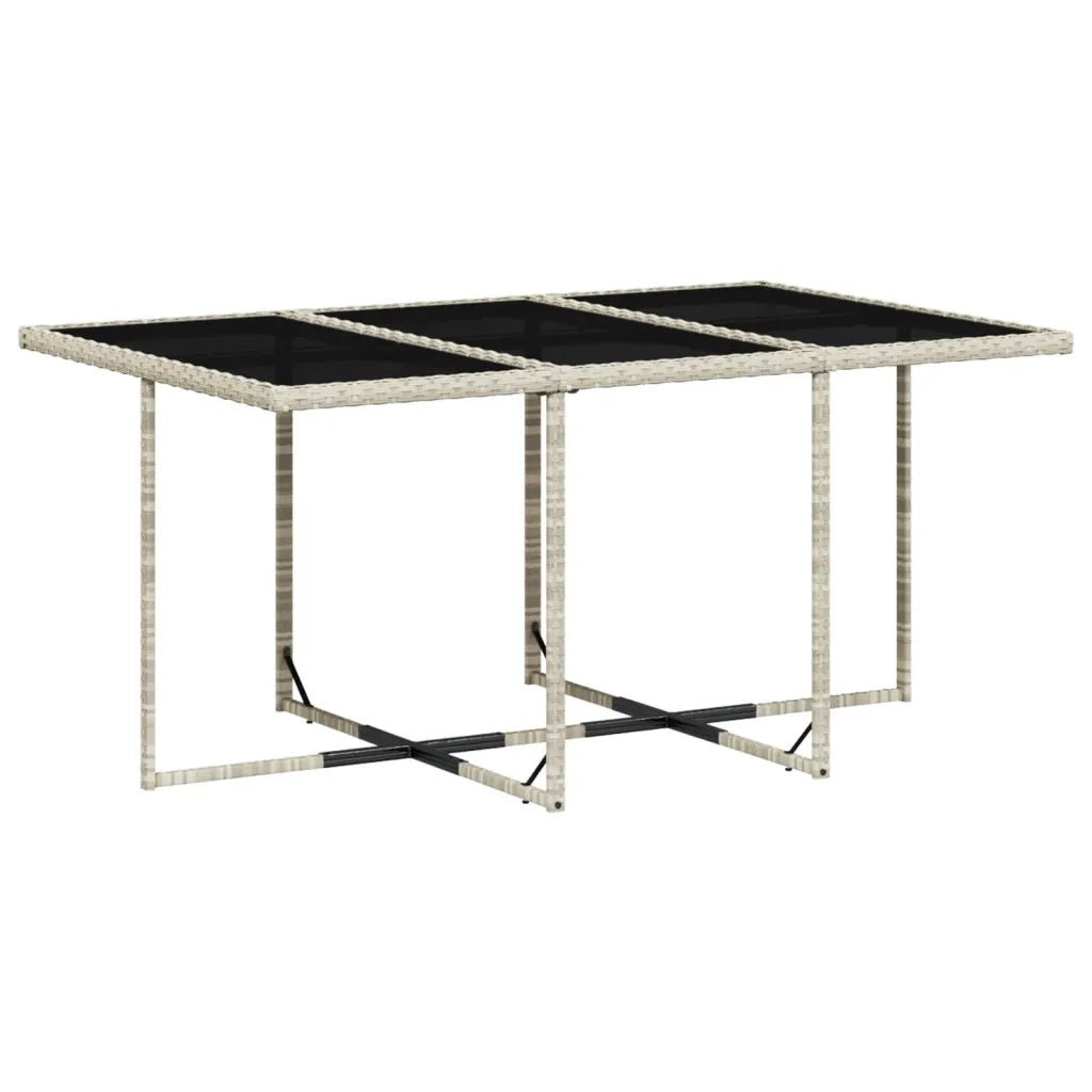 Set da Pranzo da Giardino 7 pz Cuscini Polyrattan Grigio Chiaro 3278038