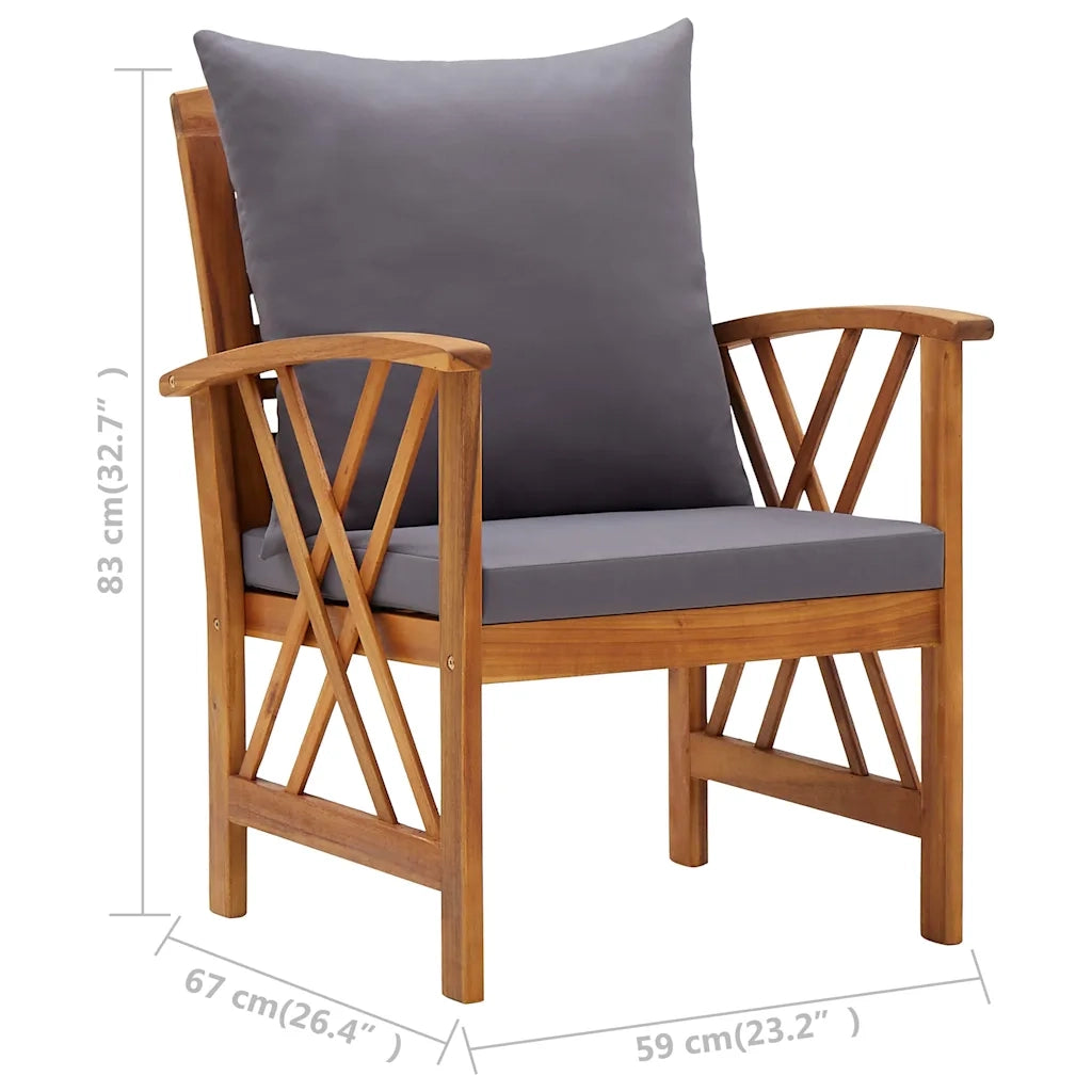 Sedia da patio-Sedie da Giardino con Cuscini 2 pz in Massello di Acacia 853530