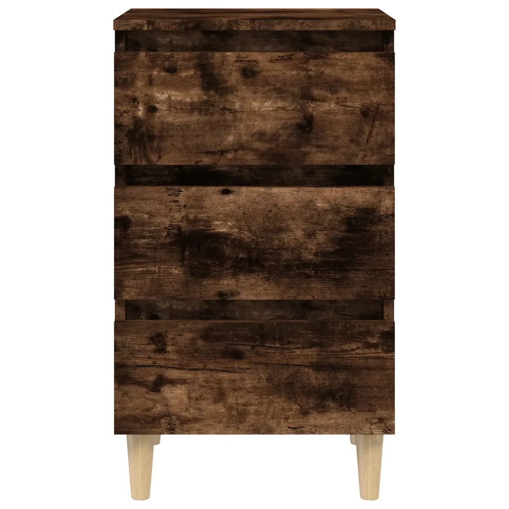 Comodini con Gambe in Legno Massello 2pz Rovere Fumo 40x35x69cm cod mxl 31199