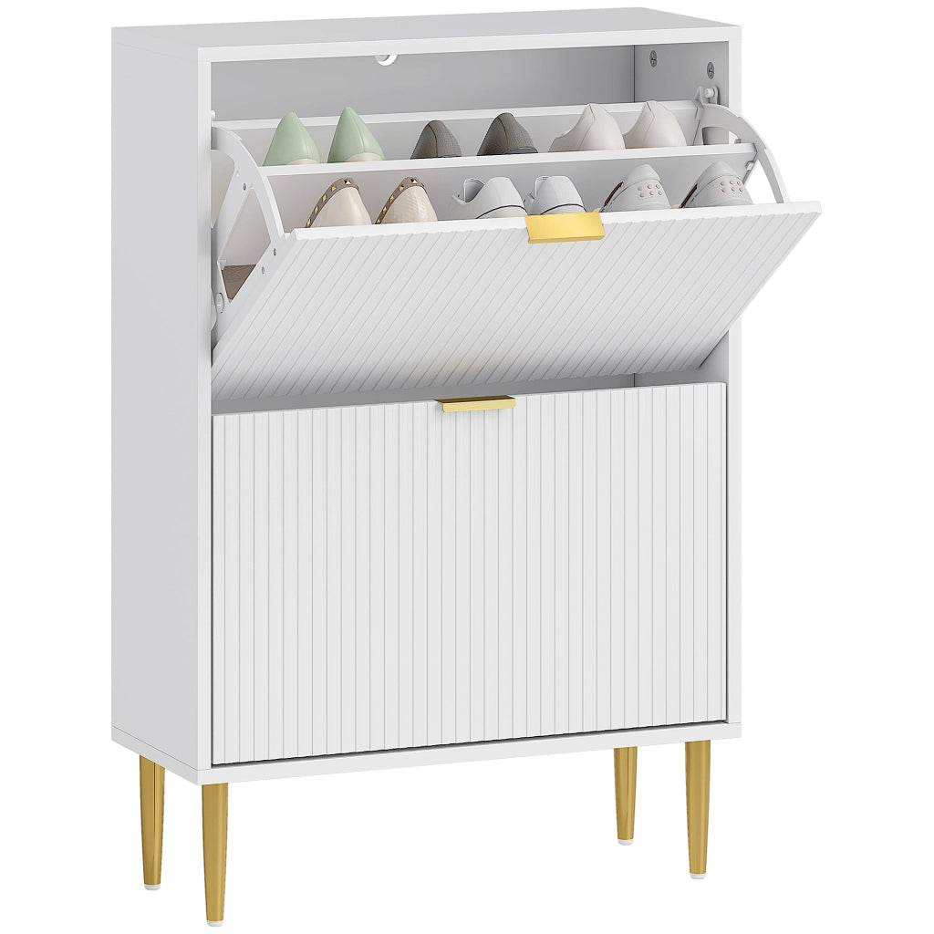 Scarpiera con Cassetti e Ripiani Regolabili ¨C zephmum ¨C Bianco 60x24x91.5 cm