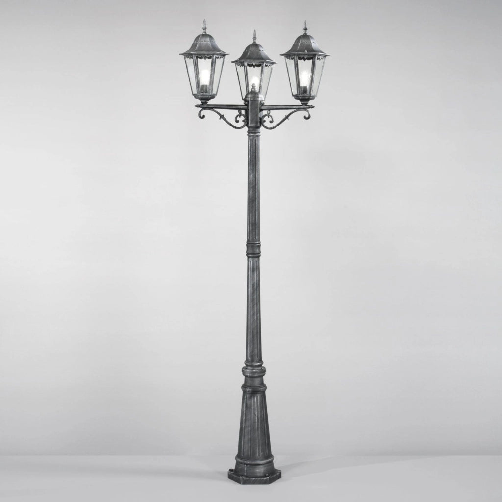 PALO FIRENZE NERO E SILVER 3 LUCI ATTACCO E27 IP44 76,5X218CM IN METALLO E VETRO
