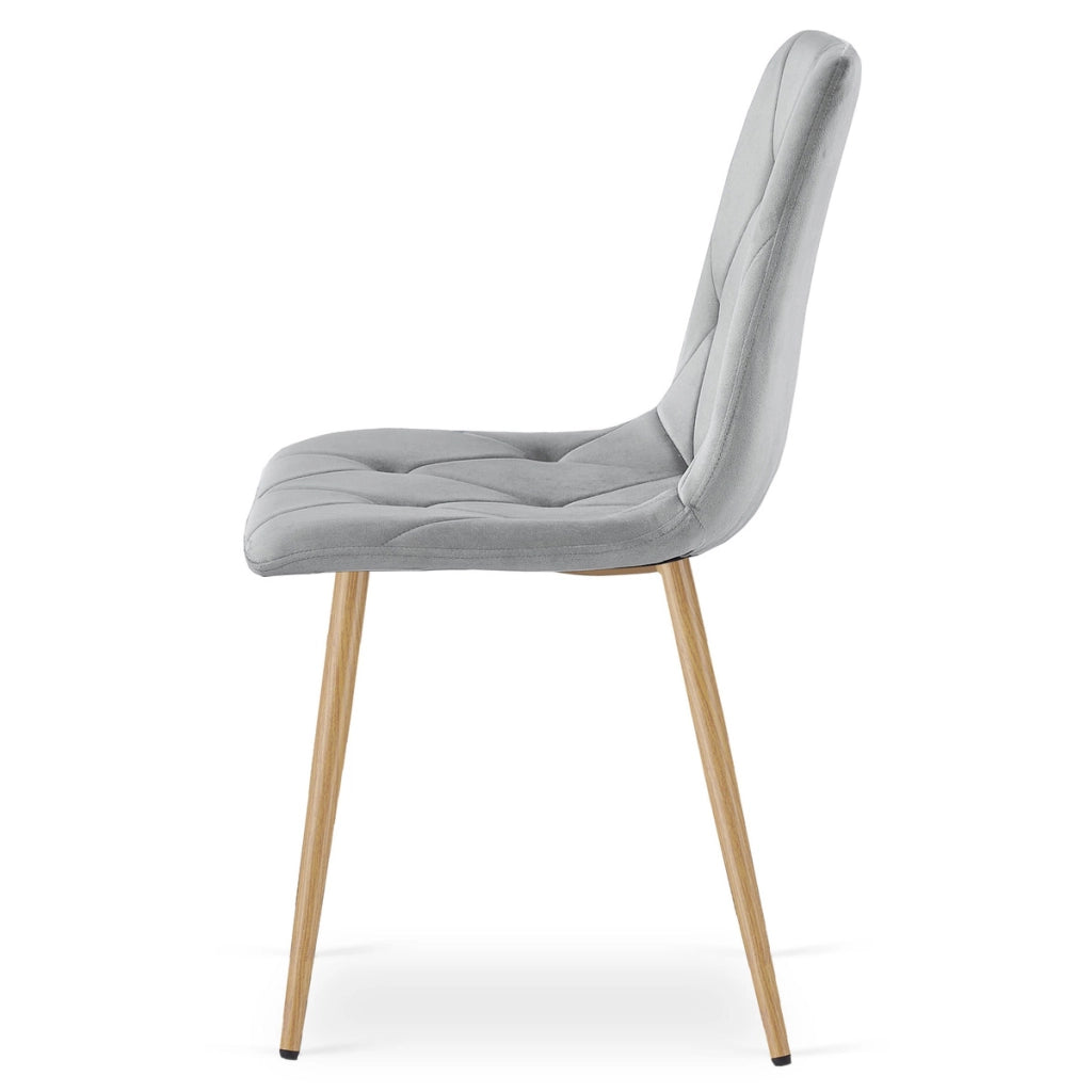 Set di 2 sedie Libra in velluto grigio chiaro e metallo effetto legno