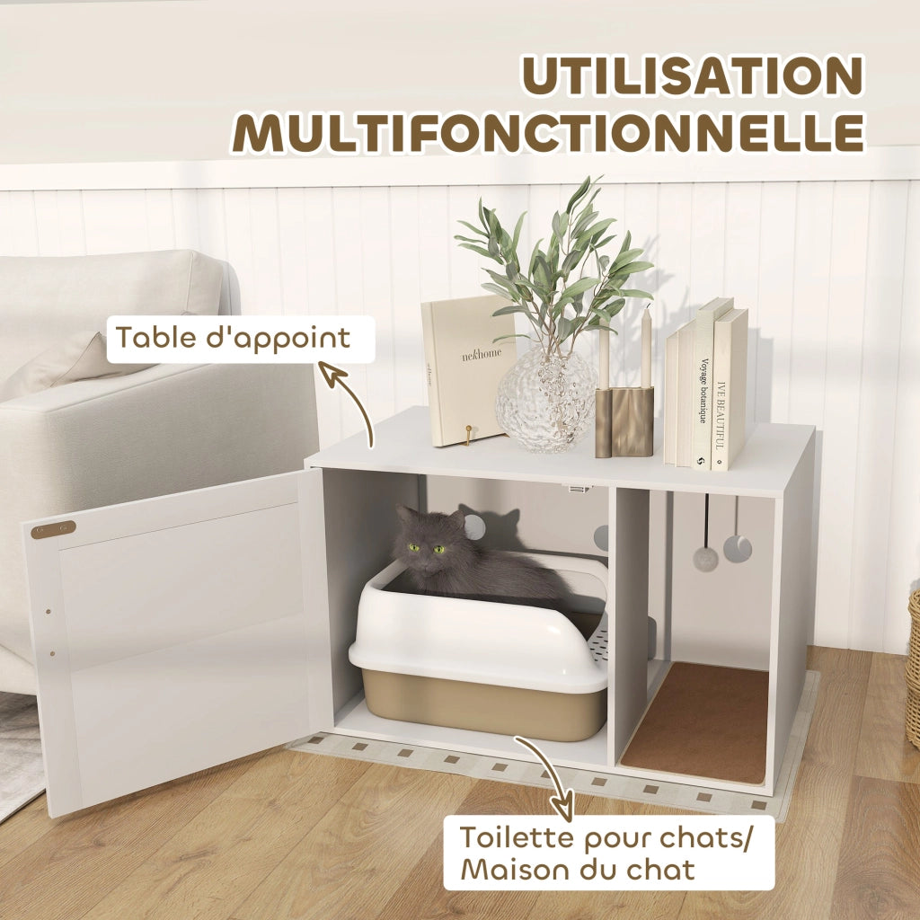 Mobile per gatti con lettiera e tiragraffi ¨C zephmum ¨C bianco 80x50x50 cm