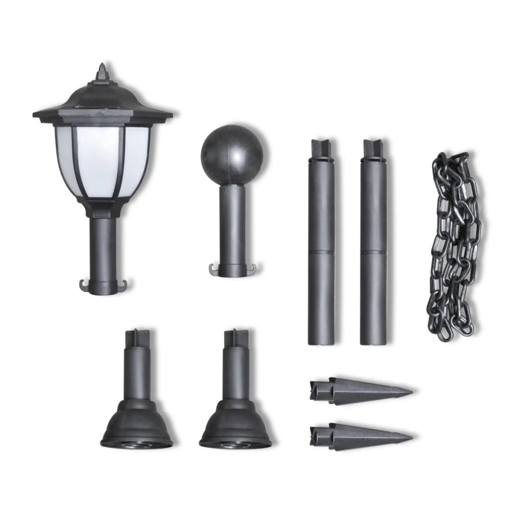 Barriera a catena con 2 luci solari e 2 pali di illuminazione decorativa 2402026