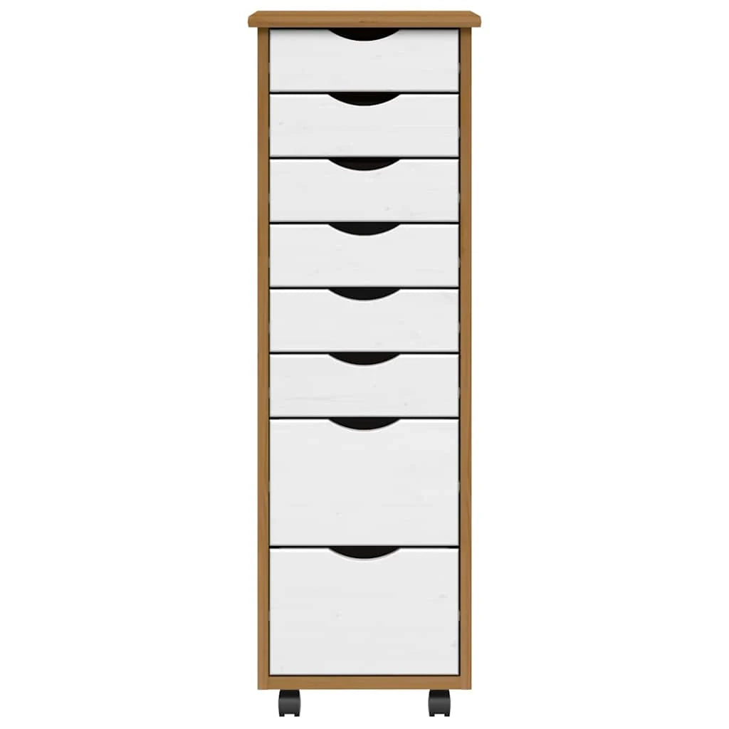 Mobiletto portaoggetti con ruote di grande capacità 34 x 39 x 103 cm in legno di pino color miele 02_0057656