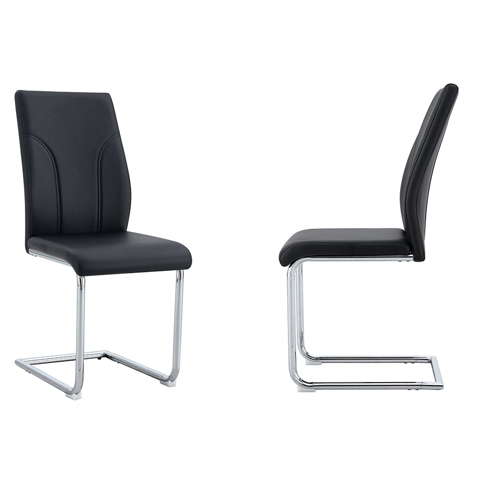 Set 2 sedie da pranzo - Xylo - PU nero gambe argento