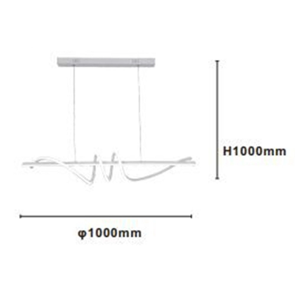 Trade Shop - Lampadario Sospeso Led 65w Bianco Spirale Ondulato Vortice Orizzontale Luce 3000k-6500k 01141 -