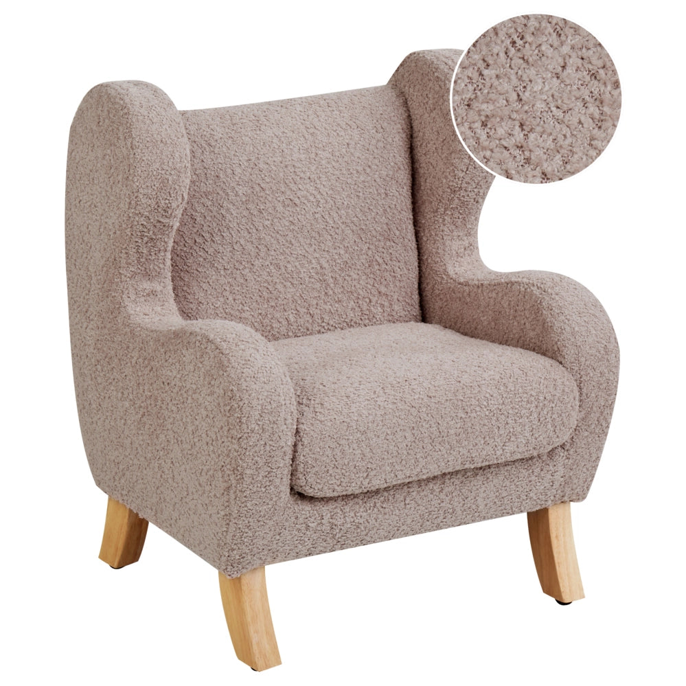 Sedia imbottita in bouclé tortora con braccioli Sedile per bambini Design moderno