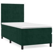 Letto singolo | Letto per adulti | Giroletto a Molle con Materasso Verde Scuro 90x190 cm Velluto