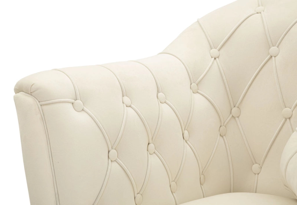 Poltrona Budapest Crema con Cuscino 88x83x91 cm in Compensato e Spugna e Ferro e Poliestere Crema