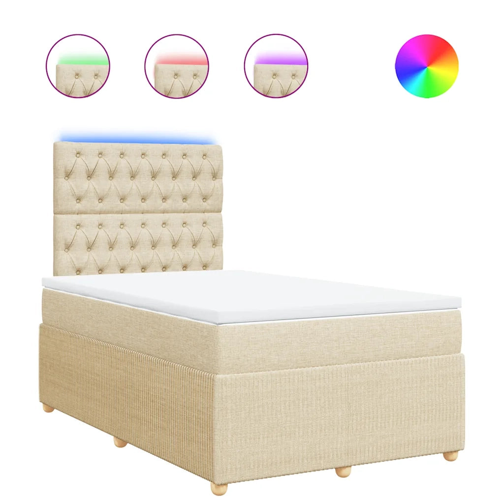 vidaXL Giroletto a Molle con Materasso Crema 120x190 cm in Tessuto