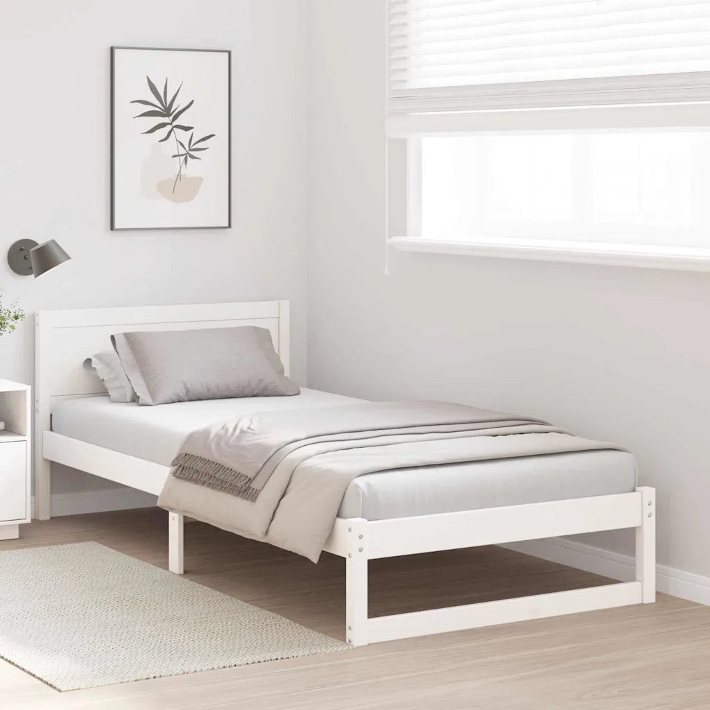 Struttura del letto Bianco 90 x 190 cm Pino massello 873296