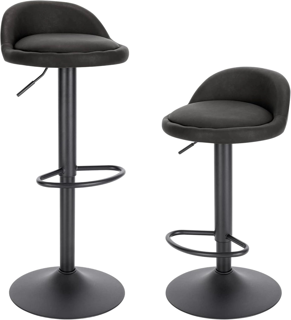 Sgabelli da Cucina in similpelle con Poggiapiedi Sgabelli da Bar Moderni per Bancone Penisola Sedie Alte Girevoli Altezza Seduta Regolabile 61-82cm, Antracite 2 Pezzi 0913BY-2