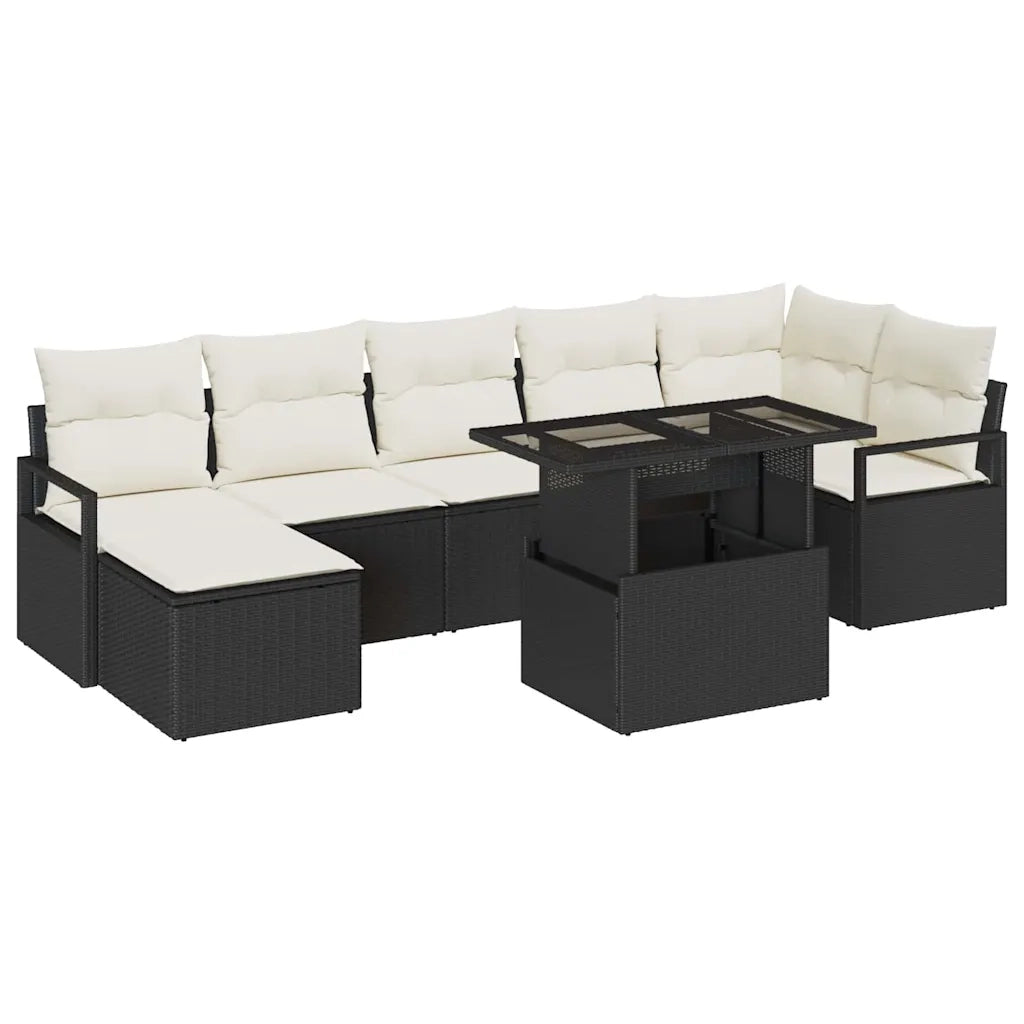 Set Divano da Giardino con cuscino 8 pcs Nero e crema 3348863