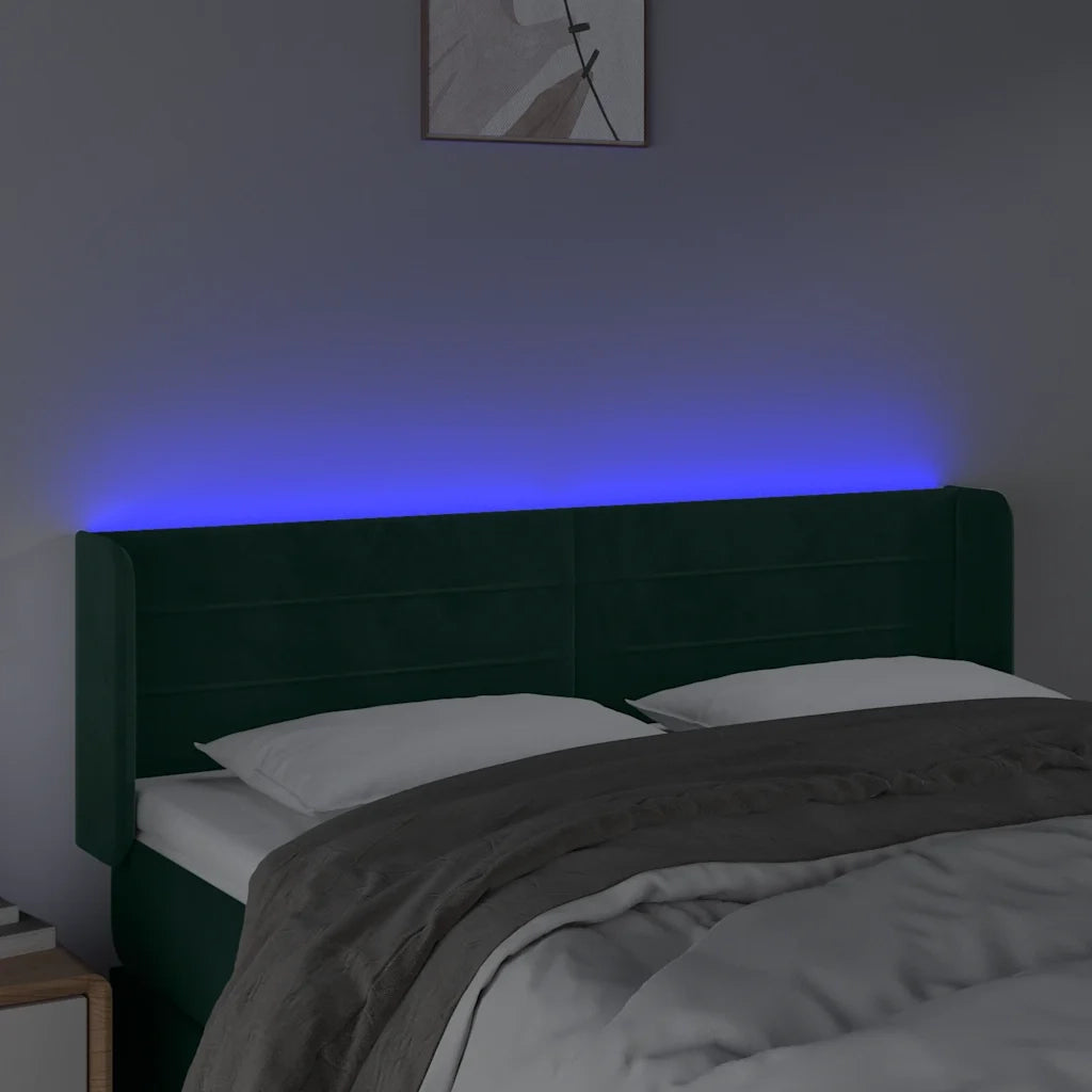 Testiera a LED Verde Scuro 147x16x78/88 cm in Velluto