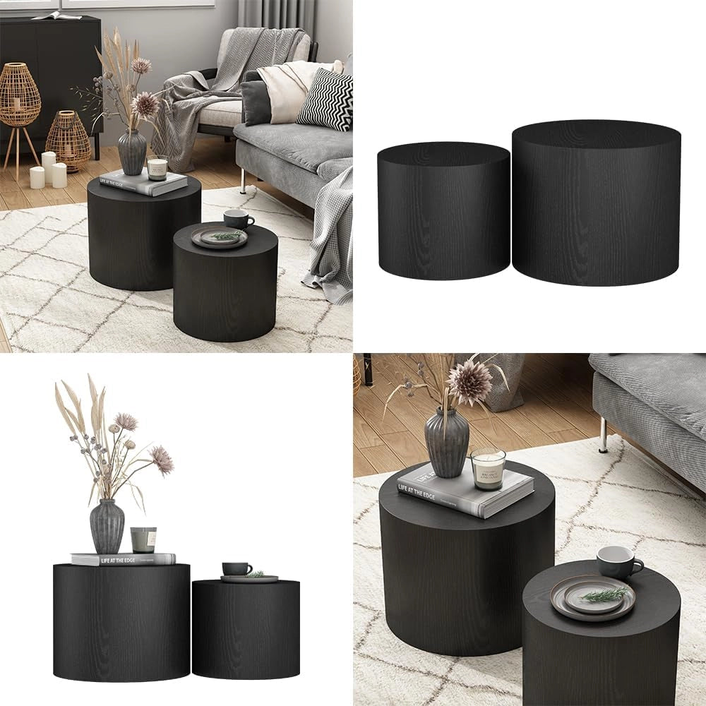 Set di tavolini Giva, Nero, 48 x 48 cm, adatti come tavolini da salotto e per aree lounge