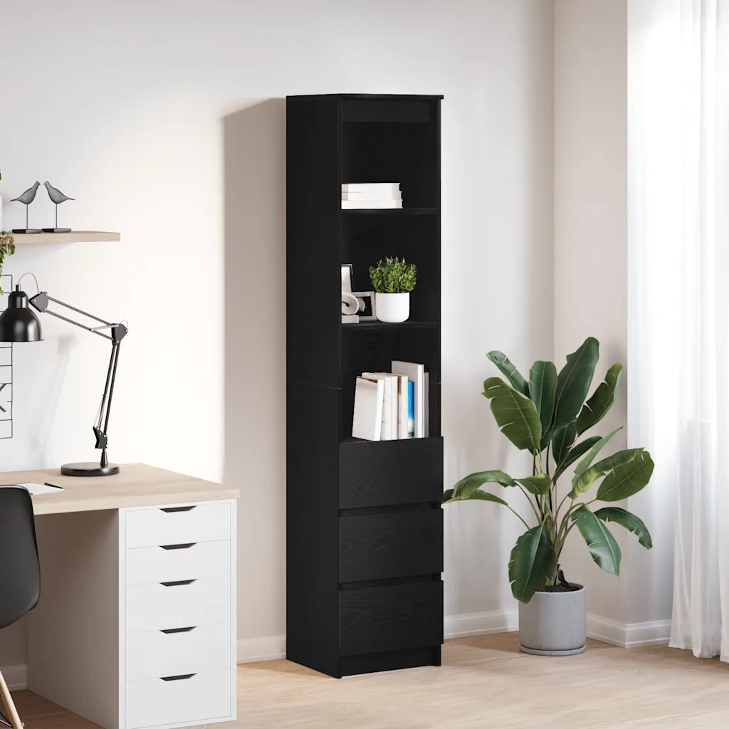 Credenza Rovere Nero 37,5x35x180 cm in Legno Multistrato 861662