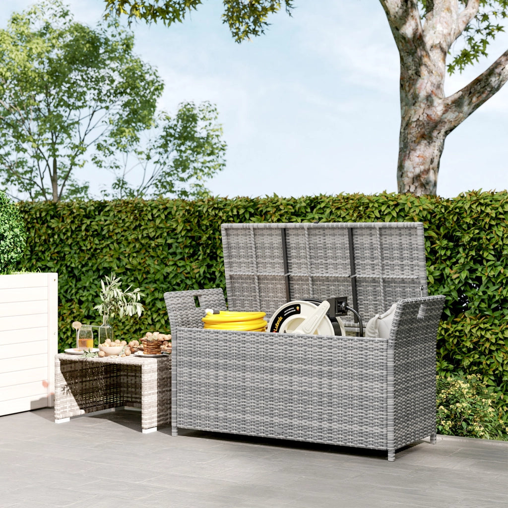 Banca con cuscino e contenitore da esterno in resina ¨C zephmum ¨C bianco 250L