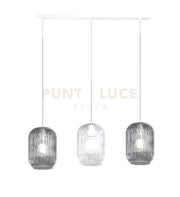 SOSPENSIONE BIANCO 3 LUCI RETTANGOLARE VETRI TR + 2X FU 1181BI-S3 R-TF