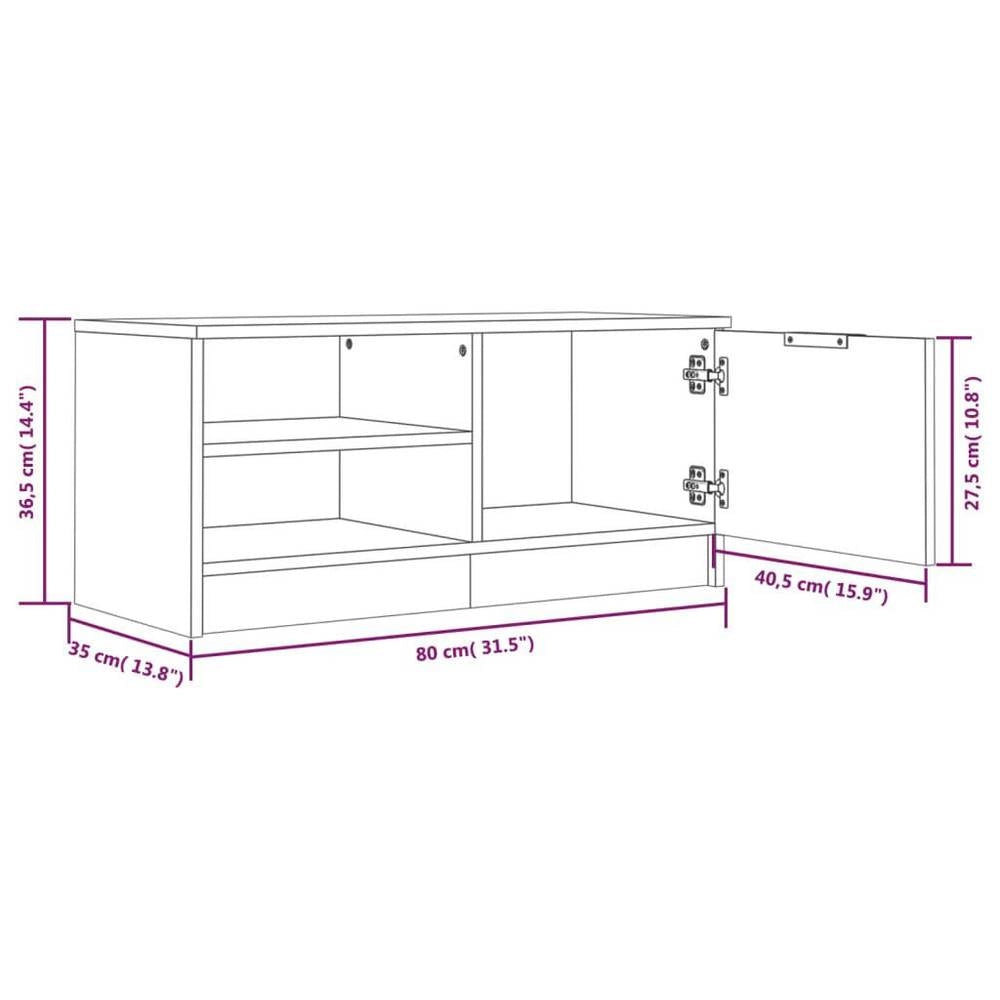 TV Cabinet, White, 80x35x36.5 Cm, Wood-based Material
