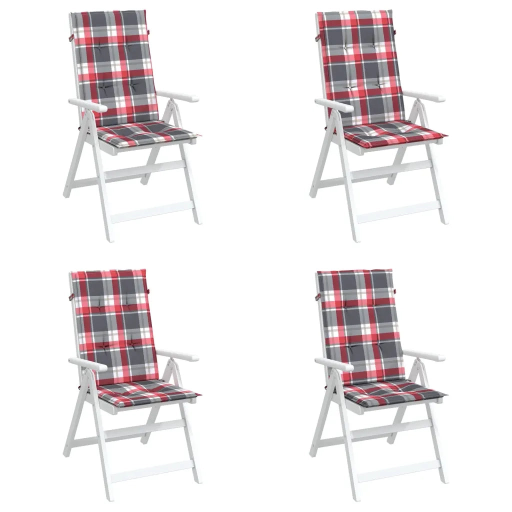 Cuscini per Sedie 4 pz Rossi a Quadri 120x50x3 cm in Tessuto 314126