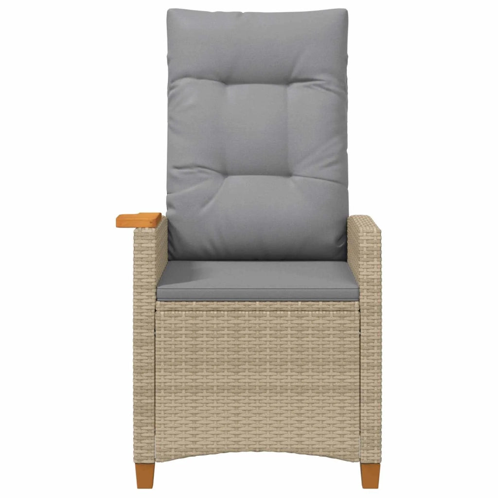 Poltrona reclinabile con tavolino 62 x 64 x 112 cm polyrattan