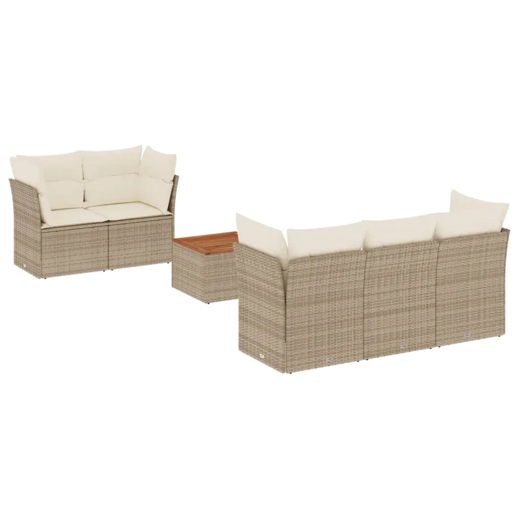 Set Divano da Giardino 6 pz con Cuscini Beige in Polyrattan 3223482