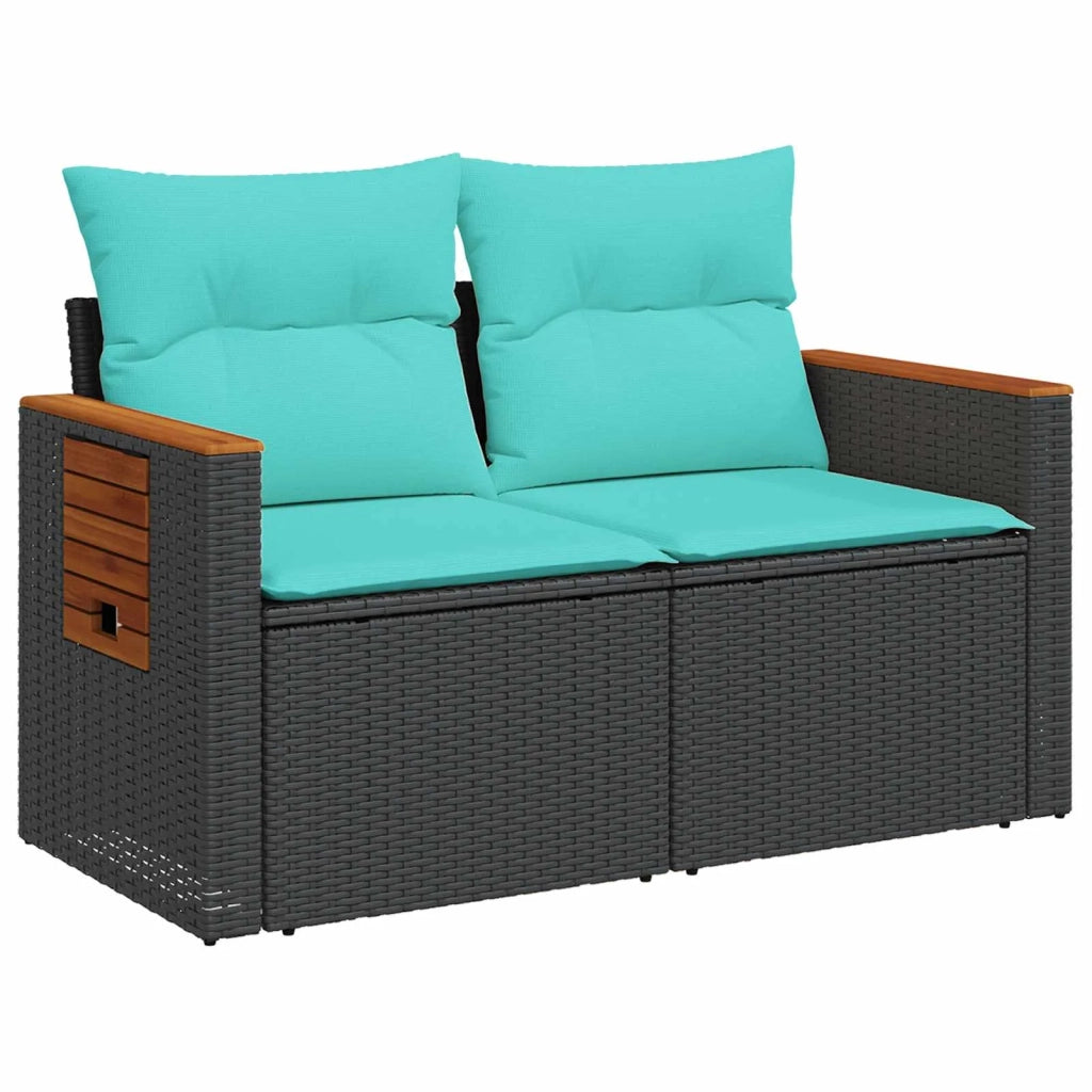 Set di divani 6 pz Nero e Blu Rattan sintetico e Acciaio 3447660