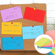 1000 index card A8 - anelli - flashcard 10 colori - vocabolario - lineati - colorati - carte didattiche - 10 anelli di legatura - ufficio - casa