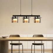 ZMH Lampada a sospensione vetro 3 luci altezza regolabile 140 cm per sala pranzo soggiorno cucina camera letto corridoio