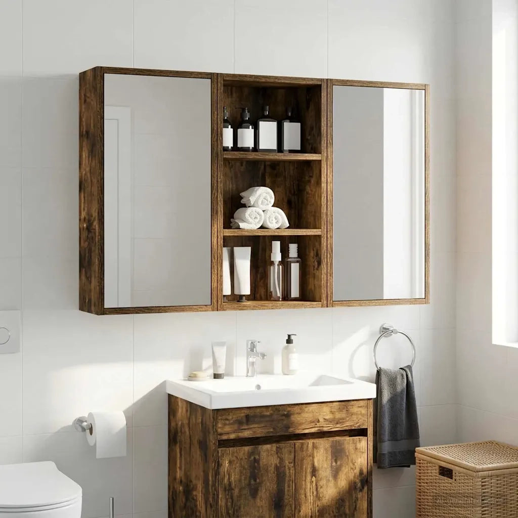 Armadio da bagno a muro Quercia Affumicata 30 x 16 x 62,5 cm