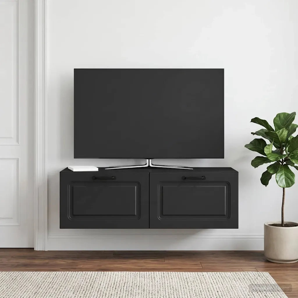 Mobile Porta TV da Muro Montaggio a parete Nero 98 x 31 x 30 cm 899406