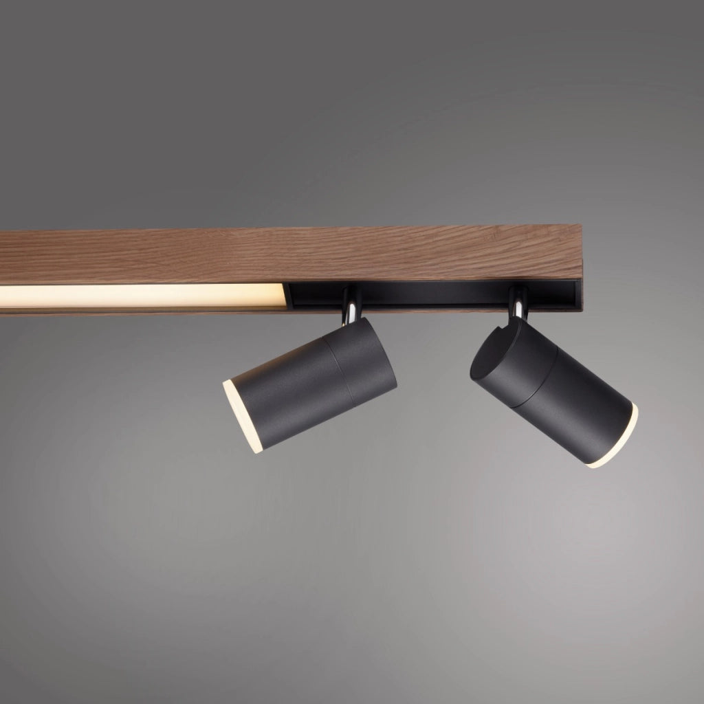 Plafoniera barra legno/nero 5 spot LED 25W Paul Neuhaus
