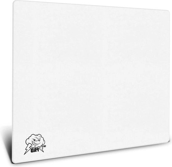 Gaming muismat in vetro grande 3.0 con logo nuvola - Precisone e velocità migliorate - Bianco - 300x350mm