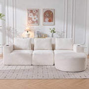 Divano doppio 265 cm con tre cuscini e due portabicchieri, adatto per soggiorni, appartamenti e uffici piccoli