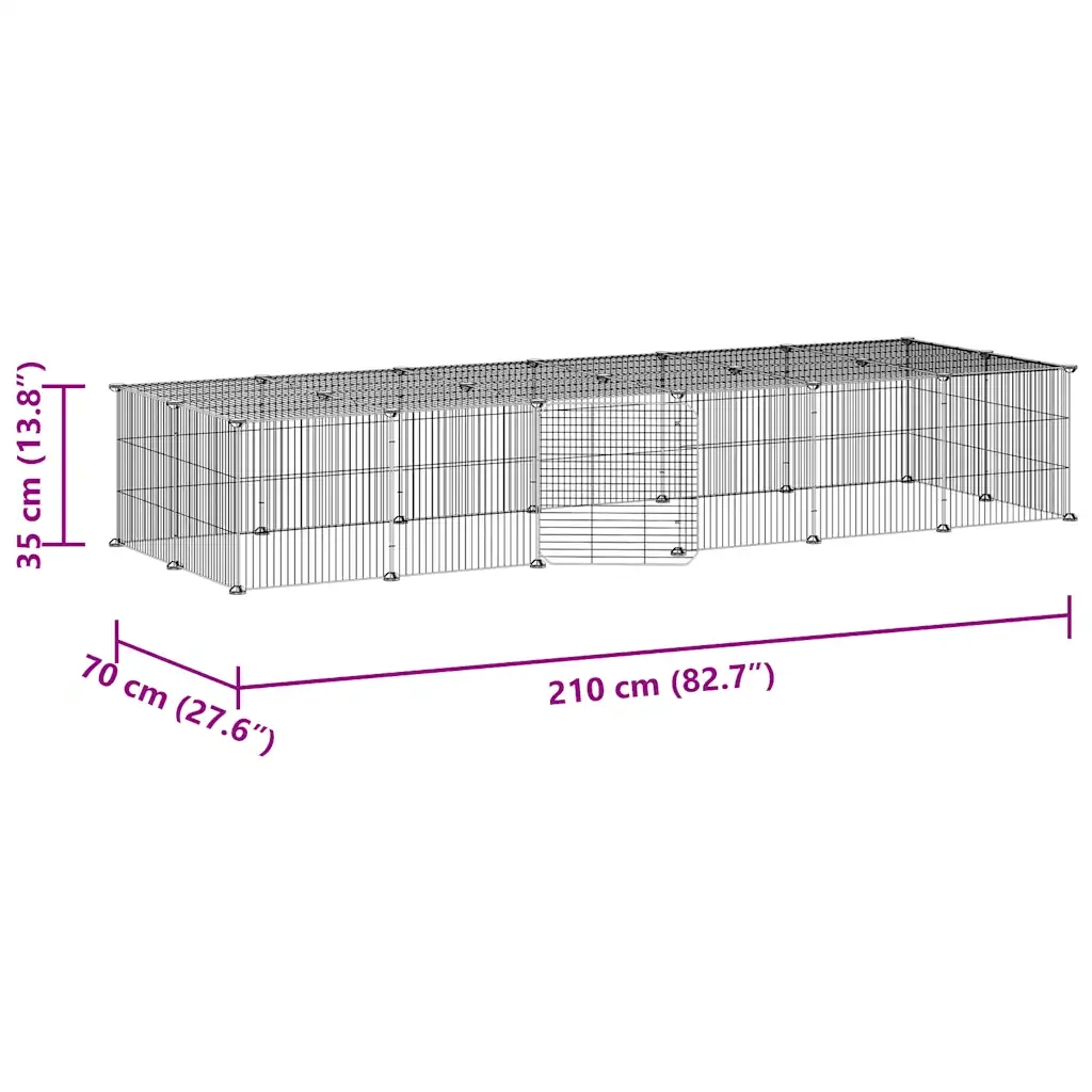 Gabbia per Animali 28 Pannelli con Porta Nero 35x35 cm Acciaio CFW8536295