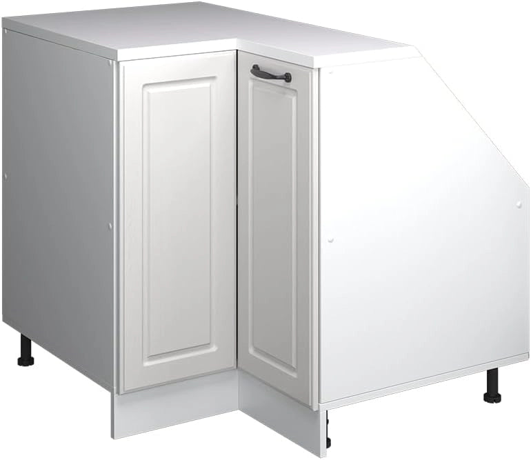 Mobile sottotetto Mobile angolare Rion, Bianco casa di campagna, 75.6 x 81.6 cm con 1 porta, carcassa dell’armadio profondità 60 cm, adatto per il salvaspazio sotto tetti spioventi