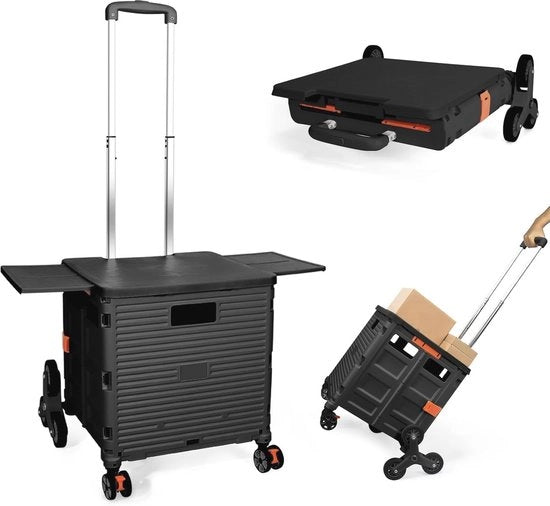 Carrello per spesa pieghevole - Leggero con ruote per scalare - Nero
