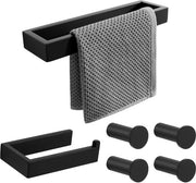 Supporto asciugamani in alluminio nero Set di supporto per carta igienica e stendibiancheria per bagno e cucina