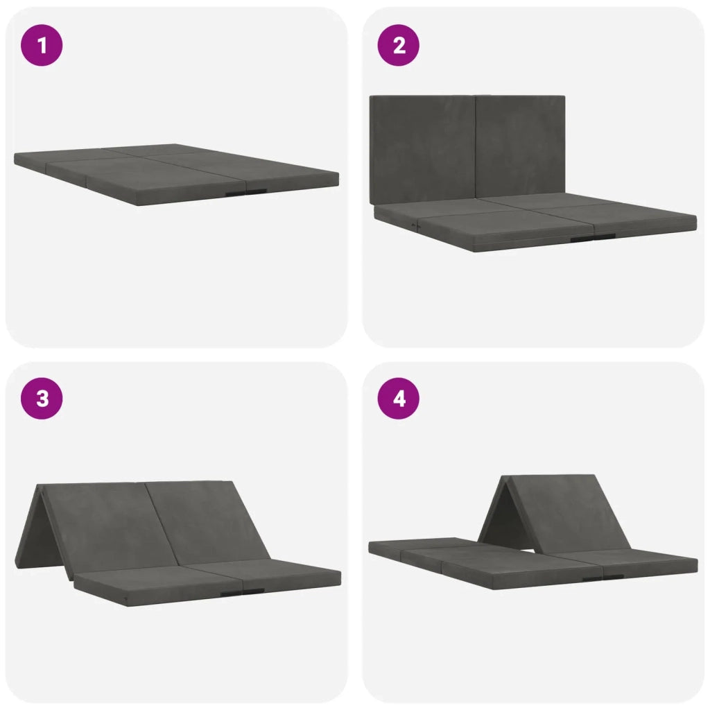 Divano Letto Pieghevole 140 x 67 x 45 cm Grigio Scuro 900276